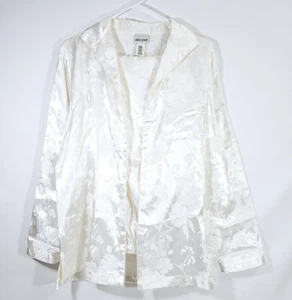 Delicates Women's Satin Pajama Set-Size M Ivory Over-sized NWT - Picture 1 of 14