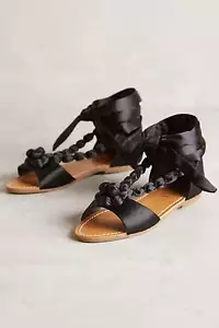 NIB $188 Billy Ella Satin-Beaded Black Gladiators size 8   - Picture 1 of 5