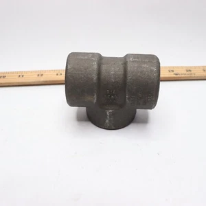 Penn Threaded Forged Reducing Tee Steel #1 x 1" x 3/4" - Picture 1 of 4
