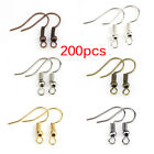 200pcs/bag Earrings Hook Clasp Ear Hook Wire Bead Diy Jewelry Making Finding Sfr