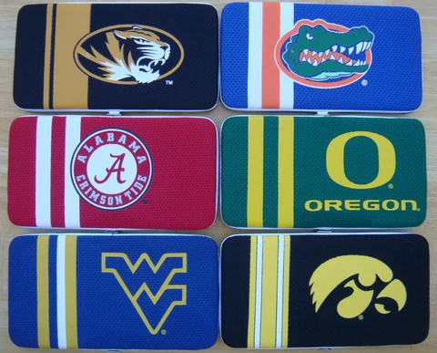 NCAA Shell Mesh Jersey Clutch Hard Flat Women Wallet ( Pick Your Teams ) Cover
