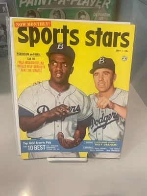 Estrellas deportivas de septiembre de 1952 Jackie Robinson-Pee Wee Reese- Brooklyn Dodgers Foto 1 de 4