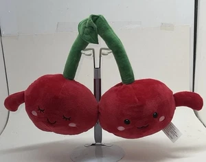 Cute & Cuddly 10" Red Cherries Green Stem Plush Food Stuffed Animal - Picture 1 of 6