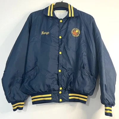 Jaqueta Varsity Cetim Holloway Vintage Anos 70 Northern State Farm Insurance Tamanho Grande - Imagem 1 de 4