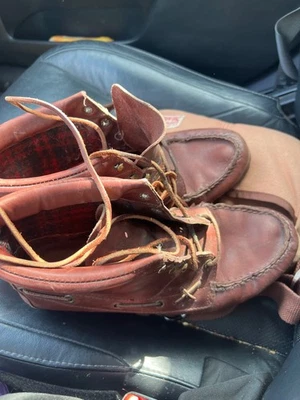 Mocasines de cuero marrón Polo Ralph Lauren vintage para hombre 9 1/2 D ala P estadio  Foto 1 de 4