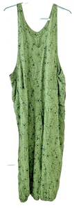 Salopette donna taglio ampio San Francisco scollo a V verde floreale lino L/XL - Foto 1 di 13