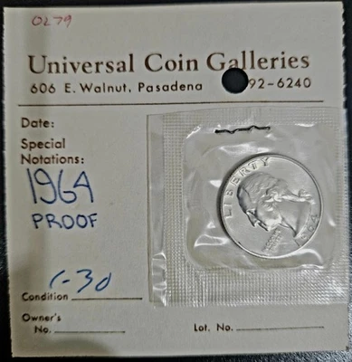 1964-P Washington Proof Quarter ~ 90% Silver - Image 1 of 4