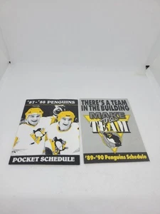 Pair of Vintage 80s / 90s Pittsburgh Penguins Pocket Schedules - Picture 1 of 5