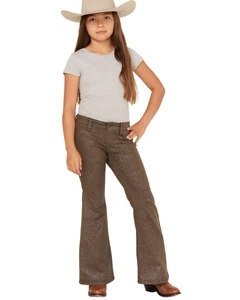 Rock and Roll Denim Girls' Glitter Stretch Flare Jeans - BG6PD05298 - Picture 1 of 8