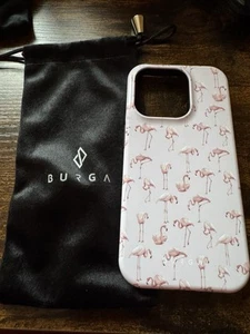 Burga Flamingo Pattern iPhone 15 Pro Case with Protective Pouch - Photo 1 sur 2