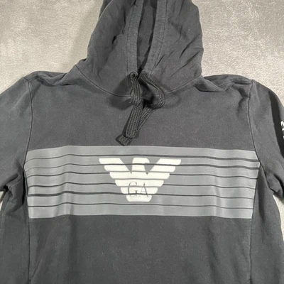 Emporio Armani EA7 Sudadera con Capucha Para Hombres XL Negro Pullover Sudadera Logo Manga Larga Foto 1 de 4