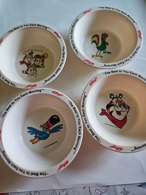 Juego de 4 cuencos de cereal Kellogg's vintage 1995 "Lo mejor para ti cada mañana" Foto 1 de 4