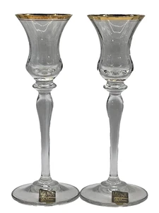 MIKASA Jamestown Gold Austria Pair Candle Stick Holders Candlesticks Glass - Picture 1 of 7
