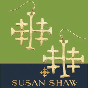 Orecchini Susan Shaw Oro Multi Croce 24K TPG - Foto 1 di 10