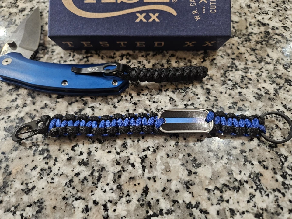 Case Westline Cuchillo Azul Llavero Cuchillo de Bolsillo Cordón Policía Seguridad EDC Foto 1 de 4