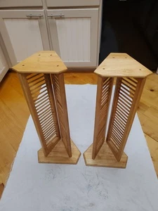 2 Vintage 26 Place Light Wood CD Towers - Picture 1 of 7
