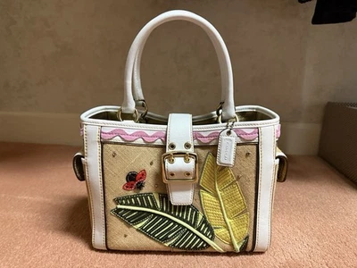 Bolso de Mano Coach Ladybug & Leaf Appliqué Paja - Raro 2004 Foto 1 de 4