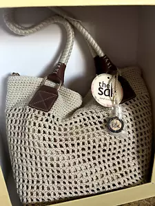 The Sak Cambria Crochet Hobo Bag Beige Brown Shoulder Bag Large Zipper Boho Tote - Picture 1 of 5