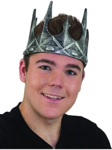 Adults Dark Royalty Evil Medieval Queen Silver Crown Costume Accessory - Picture 1 of 2