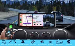 10.26'' Portable Carplay Screen Radio Car On-Dash DVR Dash Cam For Truck RV VAN - Picture 1 of 14