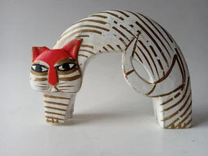 1980s-1990s Laurel Burch Carved Wooden Cat Feline Southwest Folk Art (AS IS) - Picture 1 of 10