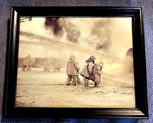 WWII Firefighters-Japan? Philippines? Framed Kodak Kodachrome Enlargement Photo - Picture 1 of 10