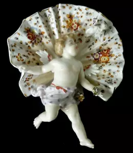 Viktorianischer Volkstedt Trieber Ens & Eckert Cherub Putti Blumenmuster Vogel Wandtasche - Bild 1 von 24