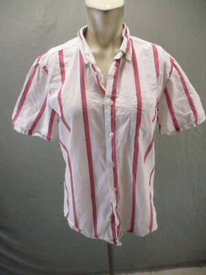 Camisa OBEY Talla M Para Mujer Rayas 100% Algodón Bolsillo Manga Corta Abotonada 184 Foto 1 de 4