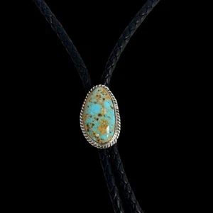 Patagonia Turquoise and Sterling Silver Bolo Tie by Billy Jaramillo - Picture 1 of 4