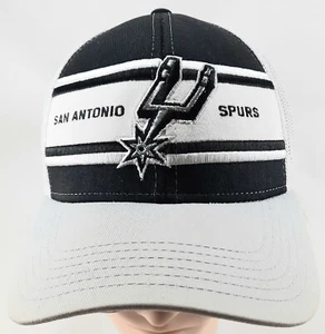San Antonio Spurs Adidas Black White NBA Adjustable Snapback Hat Cap Mesh Back - Picture 1 of 6
