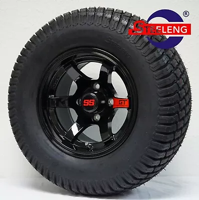 STEELENG GOLF CART 12" BLACK GT WHEELS and 23" STREET TURF TIRES (SET OF 4)