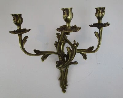 Antique French Louis XV Rococo Style Dore Bronze 18” Ornate Quality Wall Sconce - Image 1 of 4