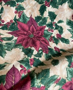Mantel de Navidad Poinsettia Damasco (72) rojo redondo verde y dorado - Imagen 1 de 3