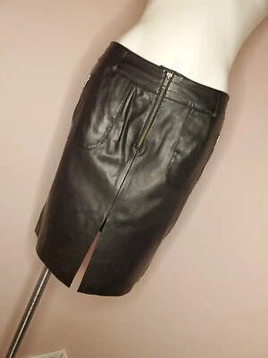 🖤VS² de Vakko🖤 Falda suave negra de cuero de cordero genuino 6 forrados al por menor $128 Foto 1 de 4