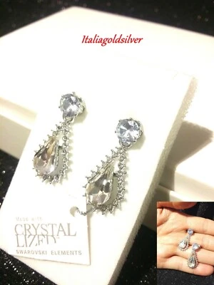 Orecchini Donna R. Argento SWAROVSKI ELEMENTS ORIGINALI Ragazza Sposa Cristalli - Immagine 1 di 4