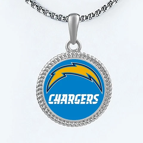 Los Angeles Chargers Womens Mens Round Link Chain Pendant Necklace w Gift Pk D22 Cover