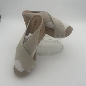 White Mountain Wedge Platform Neutral Beige Elastic Sandals Size 9 W14941Z - Picture 1 of 9