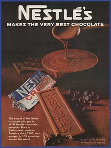 Vintage 1967 NESTLE'S Crunch Candy Bar Milk Chocolate Ephemera 60's Print Ad - Picture 1 of 1