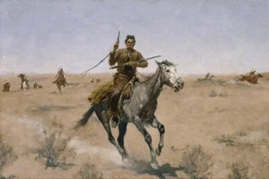 Der Flug von Frederic Remington Western Giclée Kunstdruck + kostenloser Versand - Bild 1 von 4