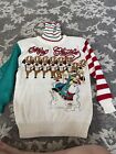 Bonnie & Boerer Co Ugly Christmas Sweater Embroidered 1989 Rock And Roll Santa M