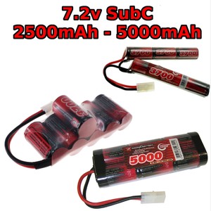 7.2V Battery 2200-5000mAh SubC SC Premium Racing RC NiMh pack + custom connector