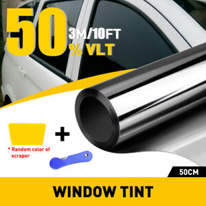10FT 50% VLT Uncut Roll Window Tint Film 20"x10ft Feet For Car Home Office Glass