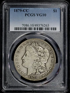 1879-CC MORGAN SILVER DOLLAR~PCGS CERTIFIED VG10~BETTER TYPE &DATE PROBLEM FREE - Picture 1 of 4