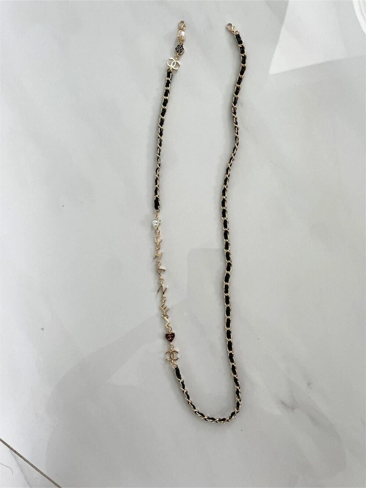 Chanel Detachable 31 Inch Black Gold Pearl Chain for Sunglasses Eyeglasses New - Image 1 of 1