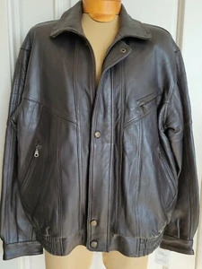 Cappotto bomber marrone scuro vera pelle di agnello taglia 56 XL nuovo con etichette Germania - Foto 1 di 12