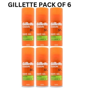 6X Gillette Fusion5 Ultra Sensitive Men's Shaving Gel, 75ml Total 450ml Free P&P - Picture 1 of 2