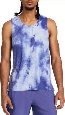 Under Armor UA Men's Launch Elite Printed Singlet Tank Top Size Medium Blue Nwt - Image 1 of 4