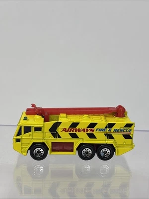 Vintage Matchbox Airport Fire Truck Airport Fire Rescue Yellow Red Ladder 1992 - Image 1 of 4