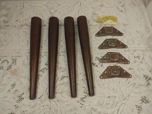 Set 4 Vintage 13” Mid Century Modern MCM Tapered Wood Screw On Furniture Legs - Picture 1 of 13
