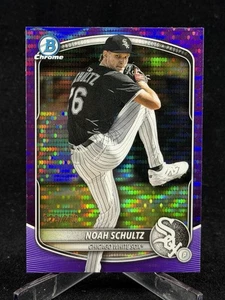 2025 Bowman Chrome Noah Schultz #BCP-177 Purple Pulsar /250 White Sox - Bild 1 von 2